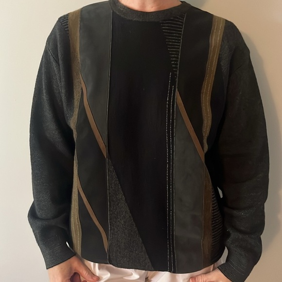 Serica 90s Coogi Style Mens Cosby Dad Vintage Mens Crewneck, 1990s Knit Sweater - Picture 3 of 9